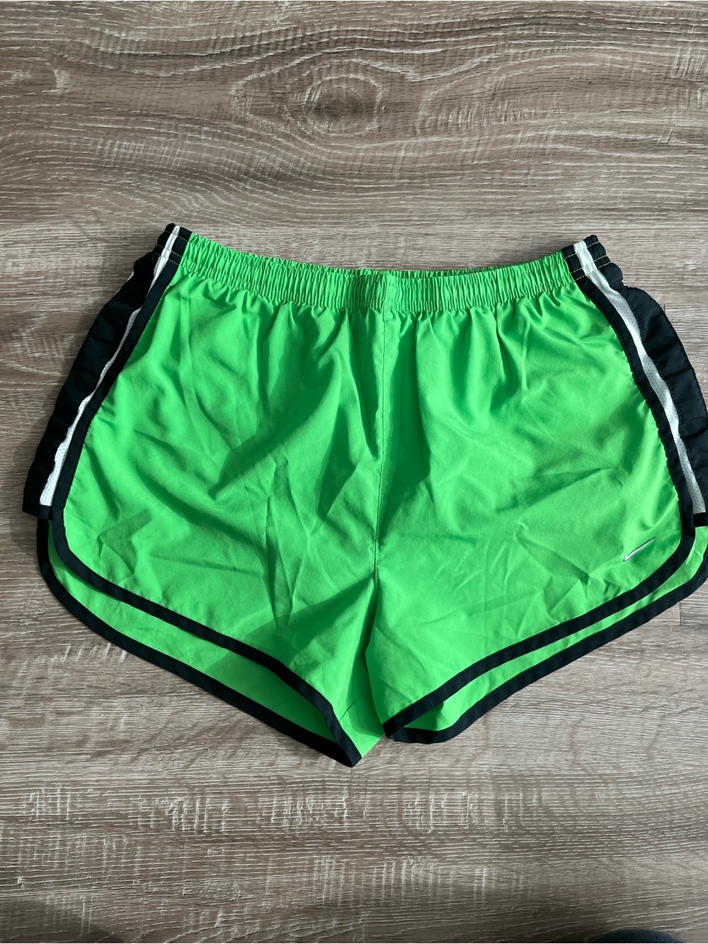 Nike Women’s Medium Tempo Running Shorts Neon Green with Black Trim